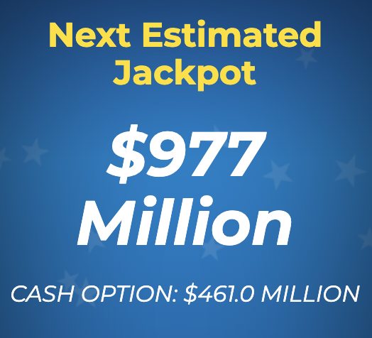 Friday's drawing jackpot has increased to an estimated $977 Million.